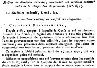 La Corse de la Révolution à l'Empire : fugage égalité, durables exceptions